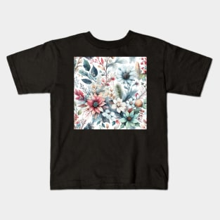 Winter Flower Pattern Kids T-Shirt